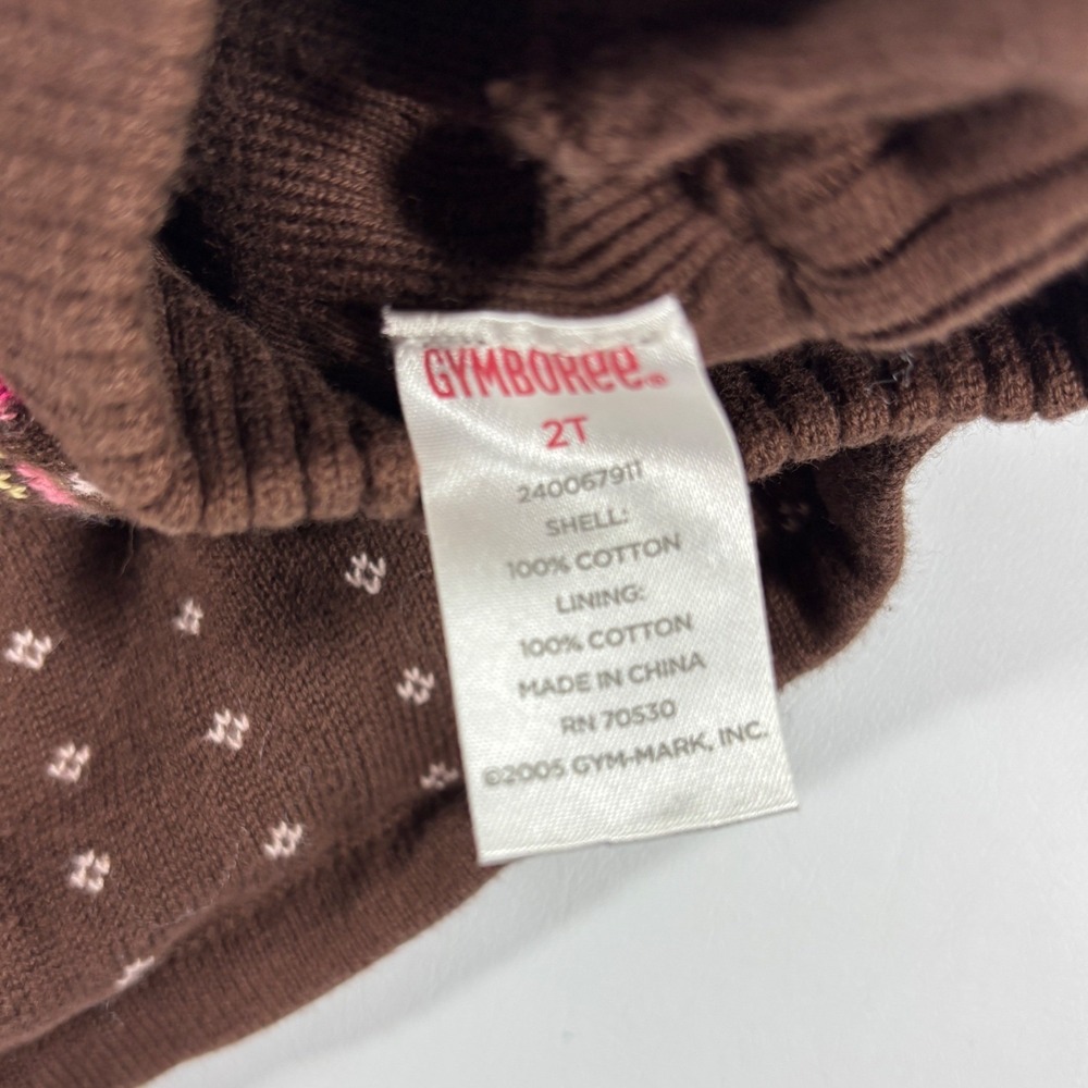Vintage 2005 Gymboree Poncho Fair Isle Reindeer Capelet Sweater Pockets Brown 2T - Picture 9 of 11